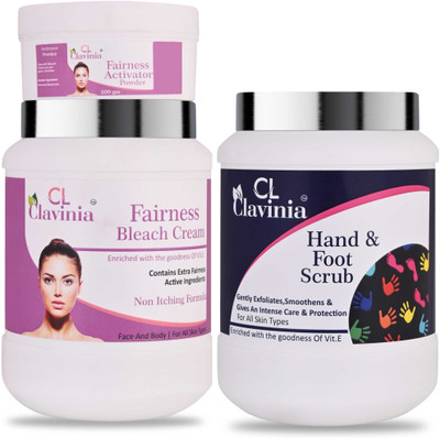 CLAVINIA Fairness Bleach Cream 1 Kg + Hand And Foot Scrub 1000 ml(3 Items in the set)