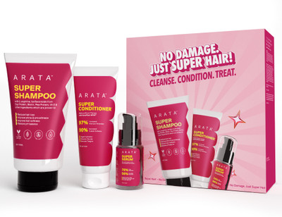 ARATA No Damage Super Hair Box | Prevents and Reduces Damage | Reduces Frizz for Dry Hair | Provides Deep Hydration | Adds Shine(3 Items in the set)