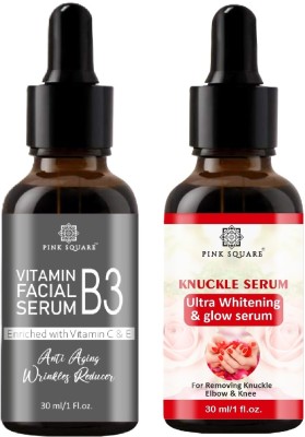 Pink Square Vitamin B3 Facial Serum - Anti Ageing & Knuckle Whitening Serum (Each,30ml)(2 Items in the set)