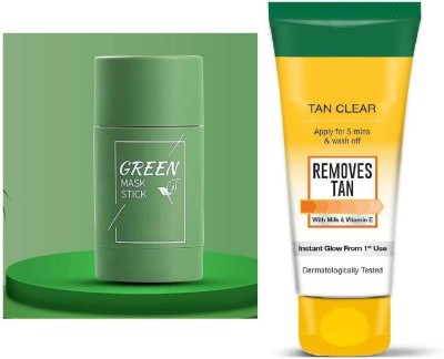 GFSU - GO FOR SOMETHING UNIQUE Tan Removal (Anti-Tan) Face Pack For Glowing Skin, Dry & Oily skin with green mask(2 Items in the set)