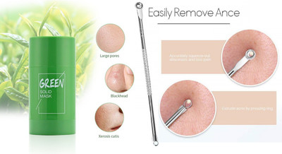 ADJD Blackhead & whitehead remover needle with Green Tea Stick Mask, Purifying Clay Facial Mask(2 Items in the set)