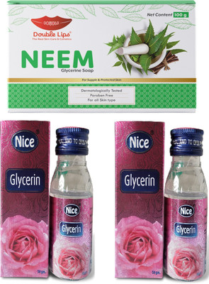 NICE Glycrine 50 ml Pack of 2 With Hand Made Glycrine Base Neem Soap 100 grm(3 Items in the set)