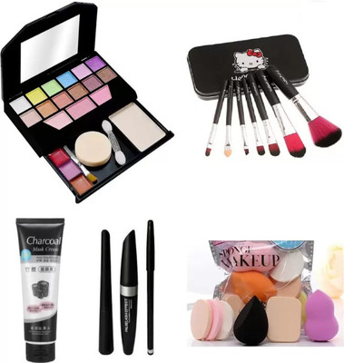 Pohok Makeup Kit For Girls 5024 + 7 pc Make up Brushes + 6 Pcs Puff set + Charcol Face Mask + Eyeliner Maskara + Eyebrow pencil(3 in1)(7 Items in the set) Pohok Makeup Kit For Girls 5024 + 7 pc Make up Brushes + 6 Pcs Puff set + Charcol Face Mask + Eyeliner Maskara + Eyebrow pencil(3 in1)(7 Items in the set)