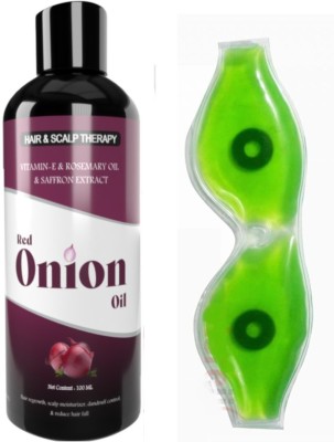 Manarya Sun's Heart Red Onion Hair Oil With Rosemary & Saffron Extracts 100ml & Aloe Vera Eye Cool Mask(2 Items in the set)