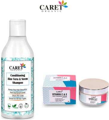 Caret Organic Conditioning Aloevera & Neem Shampoo And Daily Radiance Cream-Natural(2 Items in the set)
