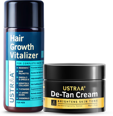 USTRAA Hair Growth Vitalizer & De-Tan Cream for Men - Effective Tan Removal(2 Items in the set)