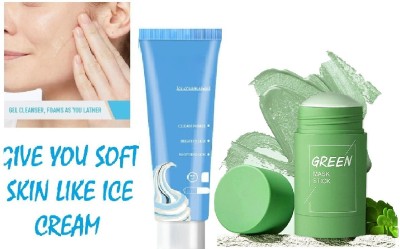 Yuency Green Tea purifying Mask Stick And Salicylic Acid Ultra Cleansing ice cream gel face Mask(2 Items in the set)