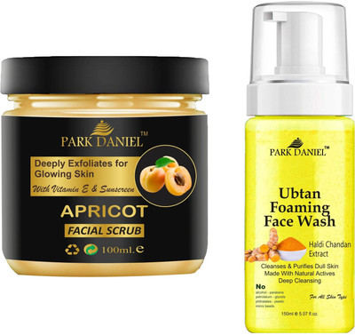 PARK DANIEL Apricot Scrub & Ubtan Face Wash For Blackheads Removal Combo Pack of 2 (250 ML)(2 Items in the set)