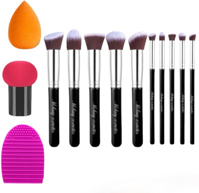 Mehaay cosmetics 10Pcs Makeup Brushes + Mushroom Sponge + Brush Cleaner + Beauty Blender(13 Items in the set)