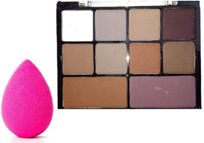 Neycare combo set makeup puff with eyeshadow palette pack of 2(2 Items in the set)