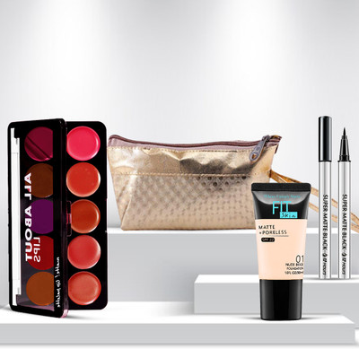 adbeni Flawless Fusion Foundation Lip Palette & Eyeliner with Pouch(4 Items in the set)