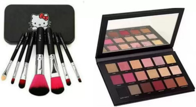 SHEFFO Black Makeup Brushes & Rose gold make up Eyeshadow palette(8 Items in the set)