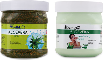 feelhigh Aloe-vera Scrub enriched with multifruit enzyme & Moisturizing Cream(2 Items in the set)