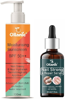 Oilanic Sunscreen With SPF 50++ Lightweight 100ml & Nail Strong and Repair Serum 30ml(2 Items in the set)