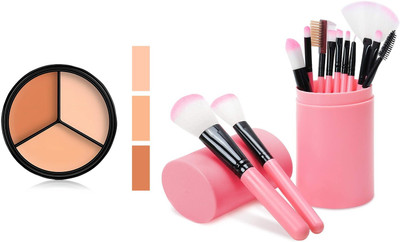 MISTY ALLE 3 in 1 highlighter pallet with 12 pc storage brushes(13 Items in the set)