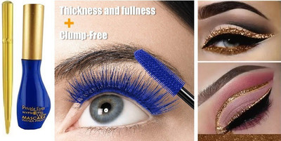 ADJD Blue Eyelashes Fast Dry Curling Lengthening 10 ml &EYELINER SHIMMER GOLDEN EYELINER(2 Items in the set)