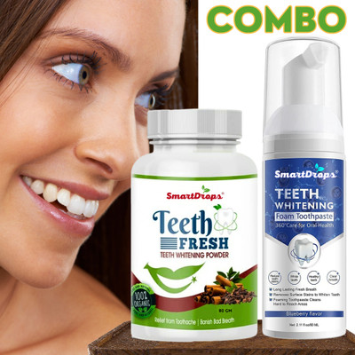 smartdrops Whitening Tooth Powder with Smooth Foam Paste – Perfect Combo for Daily Use(2 Items in the set)