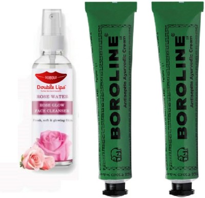 BOROLINE Antiseptic Ayurvedic Cream Pack of 2 + Rose Water 120 ml(3 Items in the set)