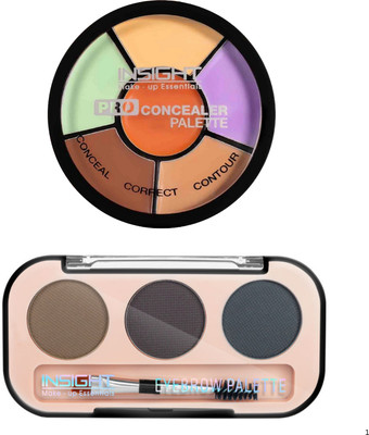 INSIGHTCOSMETIC Combo Pack of Eyebrow Palette + Pro Concealer Palette(2 Items in the set)