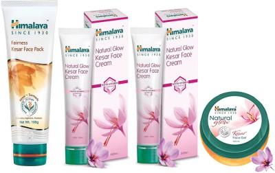 HIMALAYA Natural Glow Kesar Face Pack (100g) + Kesar Cream (2X50g) + Face Gel (100ml)(4 Items in the set)