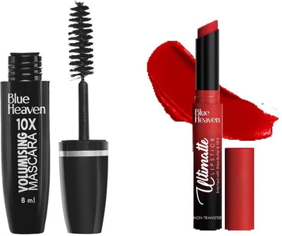 BLUE HEAVEN 10X VOLUMISING MASCARA 8ML & ULTIMATTE NON TRANSFER LIPSTICK 2.2G(2 Items in the set)