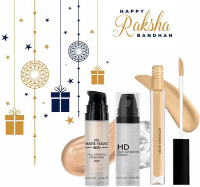 WOONGMI Foundation + Primer + Liquid Concealer Face Makeup Combo Kit(3 Items in the set)