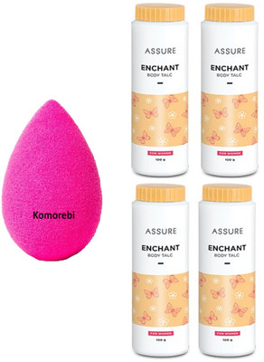 Komorebi 1 Puff Blender Sponge & Enchant Body Talc For Women (4x100g)(5 Items in the set)