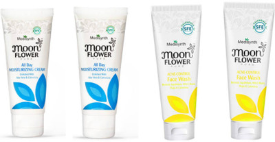 MEDISYNTH Moon flower All Day Mosturising Cream & Moon flower Acne Control Face Wash(4 Items in the set)