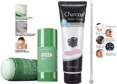 Yuency Green Tea Anti Acne Clay Stick Mask With Charcoal Peel Off Mask & Blackhead Remover Pin(3 Items in the set)