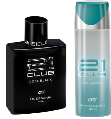 CFS 21 Code Black EDP Long Lasting Perfume & Ice Water Deodorant Body Spray(2 Items in the set)