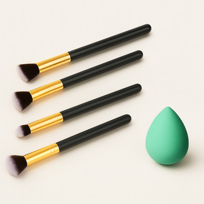 SKINPLUS Makeup Brush Set (Pack of 4) +1 PUFF(5 Items in the set)