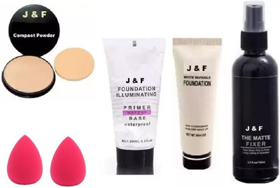 Zailie Face Compact,Blender Puff,Primer, Fixer , Foundation(5 Items in the set)
