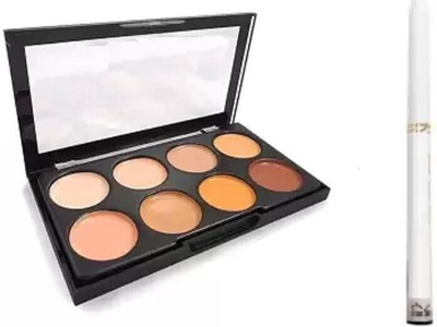 Lenon Beauty 8 Color Concealer Palette & Perfect Eyeliner Pencil 0.35 g (Black)(2 Items in the set)