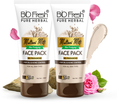 Biofresh Multani Mitti Indian Healing Clay Face Pack Set Controls Acne & Excess Oil(2 Items in the set)