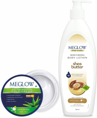 meglow Cold Cream 125g + Pro-Care Shea Butter Body Lotion 500ml - Deep Moisturizing & Nourishing Skin Care(2 Items in the set) meglow Cold Cream 125g + Pro-Care Shea Butter Body Lotion 500ml - Deep Moisturizing & Nourishing Skin Care(2 Items in the set)