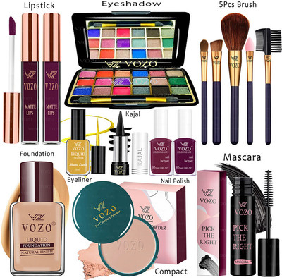VOZO Makeup Combo Kit One-stop Beauty Package for Beginners and Professionals KT-188(15 Items in the set)