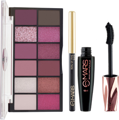 MARS 12 Shade Ultra Pigmented Eyeshadow Palette With Smudge Proof Mascara and Smudge Proof Kajal(3 Items in the set)