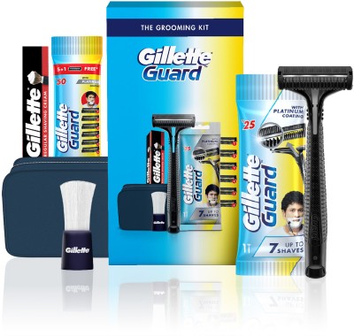 Gillette Guard 5 in 1 Shaving Kit for men with Travel Pouch | Gifts for men(10 Items in the set)