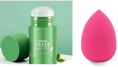 STPS Beauty Green stick face pack for peel of mask with puff multicolor(2 Items in the set)