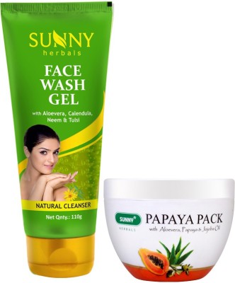 Sunny Herbals Face Wash Gel (With Neem And Tulsi)-110gm and Papaya Pack-150gm(2 Items in the set)