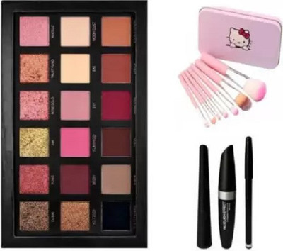 APPARA Professional Rose Gold Eyeshadow &Soft Makeup Brushes & Eyeliner Maskara Eye kajal pencil (3 Items in the set)(3 Items in the set)