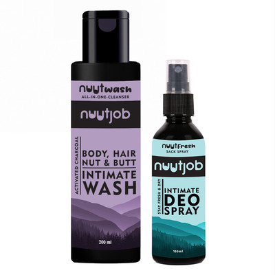 Nuutjob Intimate and Hygiene Wash+ Intimate Deo spray for men hygiene 300ML(2 Items in the set)