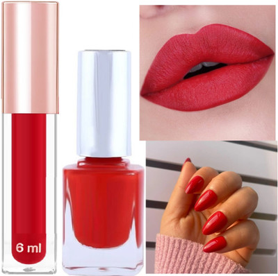 GABBU Best Stay Long Last Matte Lipstick & Nail Polish Combo2(2 Items in the set)