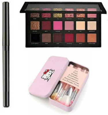 mkldsrh rose gold eyeshadow with make up brushes with waterproof kajal for face make up kit(3 Items in the set)