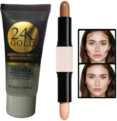 Luster Shine Contouring Stick for Face Shaping, 24K Gold Gel Primer(2 Items in the set)