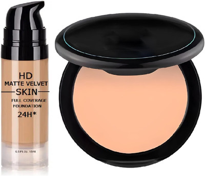 EVERERIN 24H Full Coverage Foundation With 2 in 1 Matte Compact Powder(2 Items in the set)