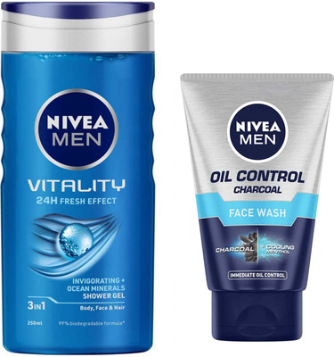 NIVEA Vitality 250mlSG Oil Control Charcoal100ml FW(2 Items in the set)