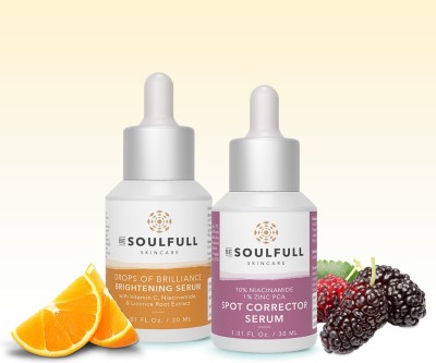 be soulfull Serum Combo For Clear Skin | Spot Reduction & Vitamin C Brightening Serum| Men & Women | 30ML Each (2 Items in the set)(2 Items in the set)
