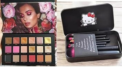 Ancred Makeup kit 18 Color Rose Gold Eyeshadow Palette And 7 Pcs Makeup Brush Combo Set(2 Items in the set)