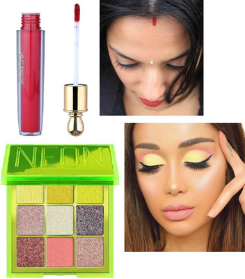 Emijun Liquid Pigment Red Sindoor combo with neon multi color eye shadow(2 Items in the set)